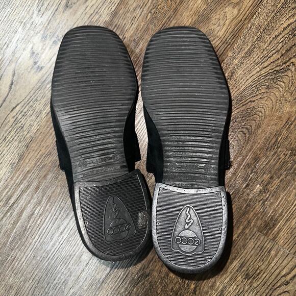 Rare Vtg 90s ECCO Black Suede Chunky Loafer Euro 39 8/8.5 - Picture 8 of 8